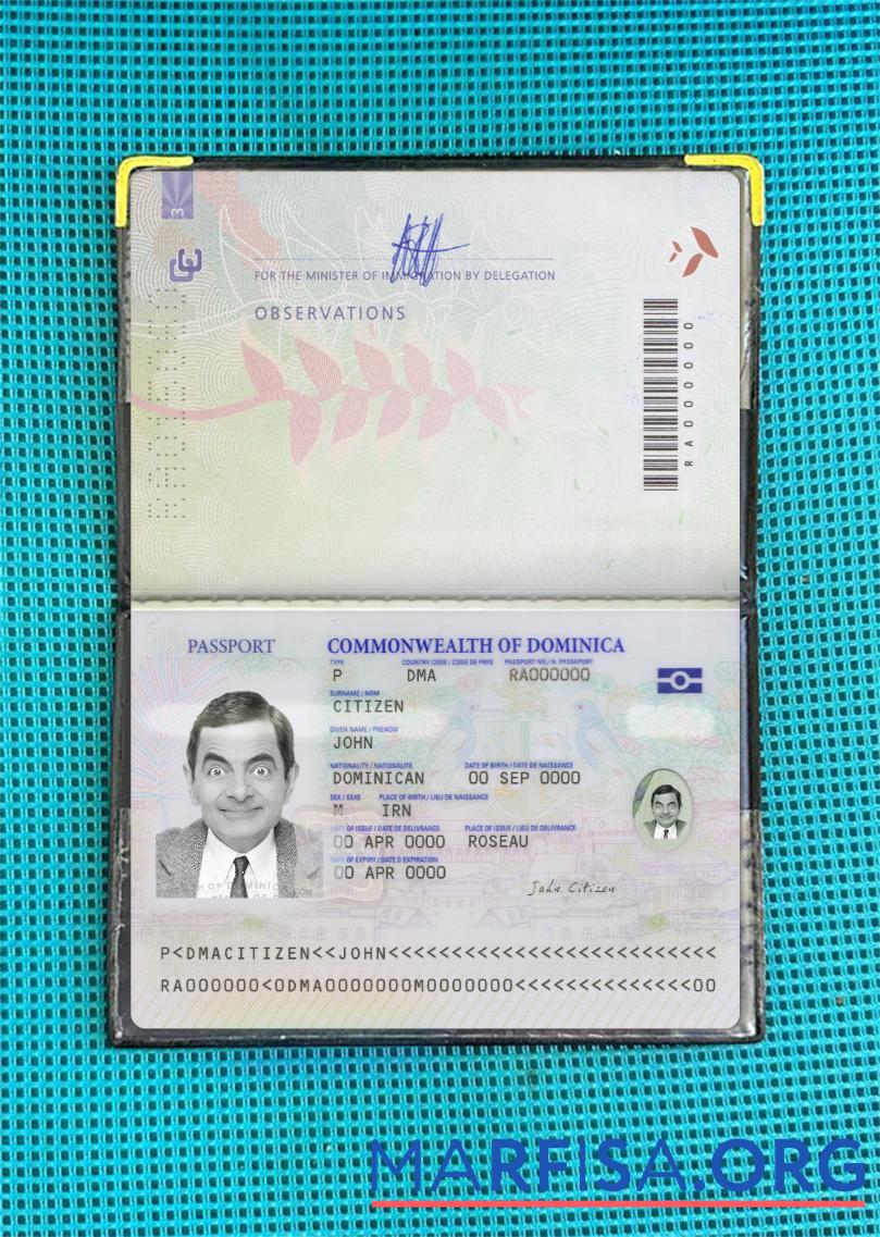 Downloadable Dominica passport 2021 present photolook example